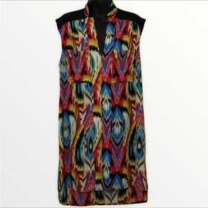 SILENCE + NOISE colorful sleeveless casual lightweight tunic mini dress size M